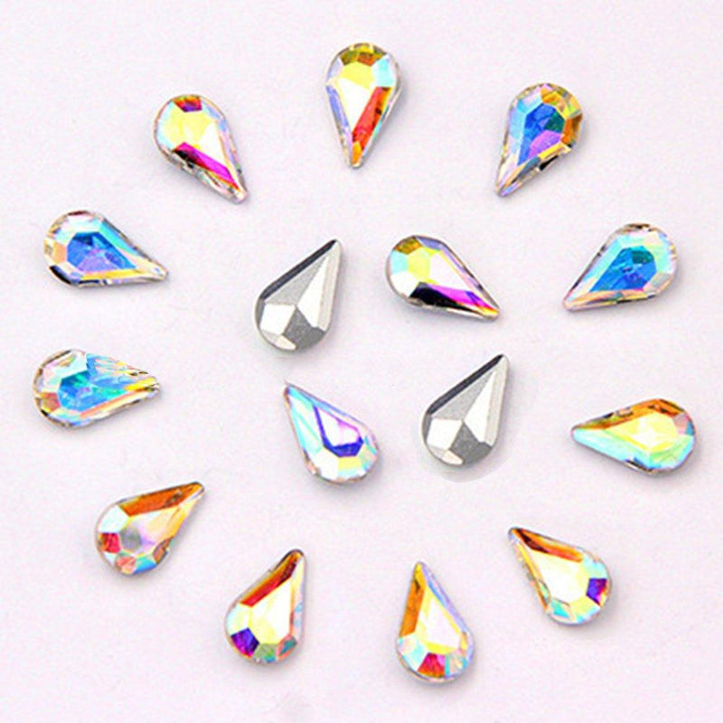Minejin Nail Art 3D DIY Crystal Rhinestones Teardrop Shaped Glitter Gems Decorations 20Pcs (6x8MM, AB Color) 6*8MM - BeesActive Australia