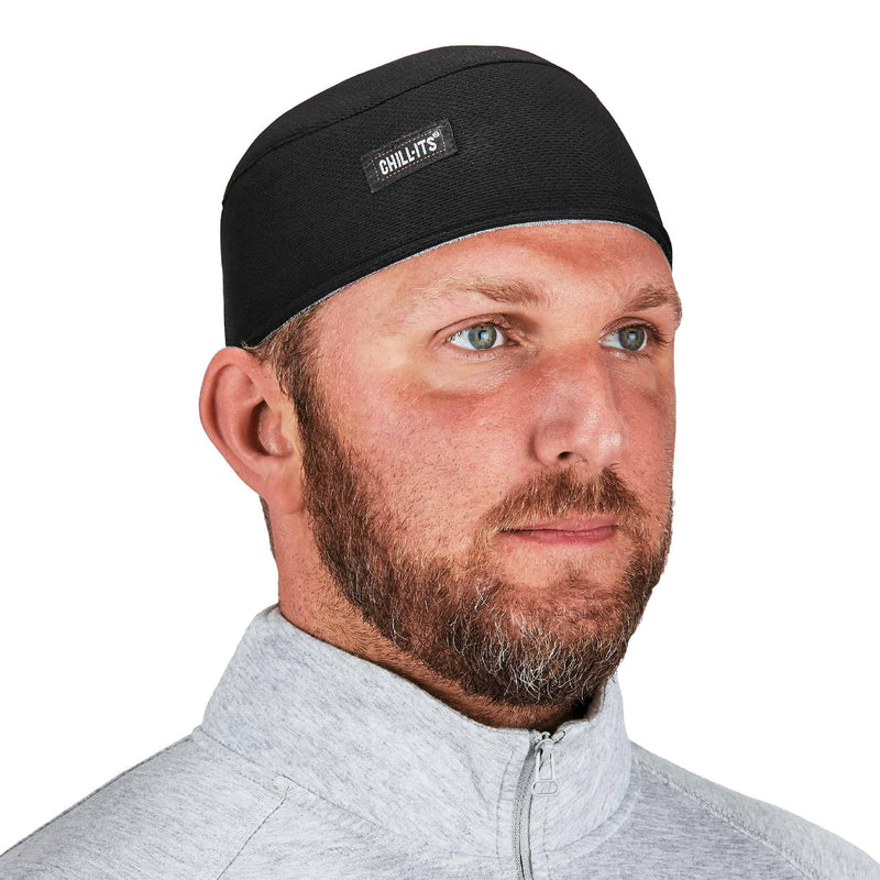 Ergodyne Chill Its 6630 Skull Cap, Lined with Terry Cloth Sweatband, Sweat Wicking, Black Each - BeesActive Australia