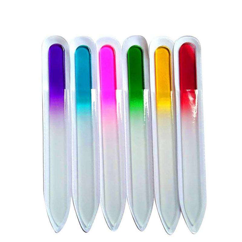 Crystal Glass Nail File Set 6pcs Nail Art Manicure Device Tool File Premium Finger Nail Pedicure Art File and Buffer Kit, Great Gift Idea for Women & Girls (Random Color) Random Color - BeesActive Australia