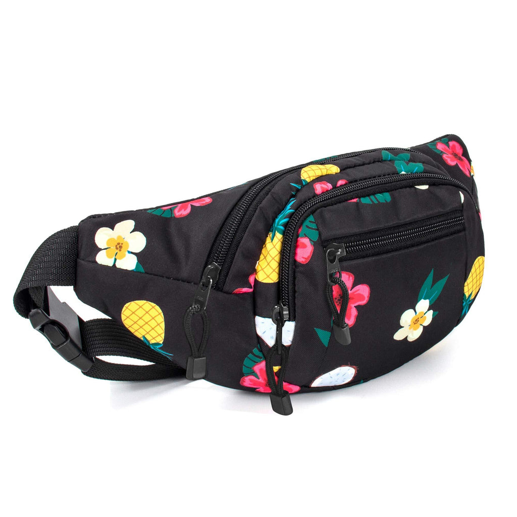 [AUSTRALIA] - TOPERIN Fashion Fanny Pack Cute Running Belt Waist Pack Running Waist Bag Belt Black-Pineapple 