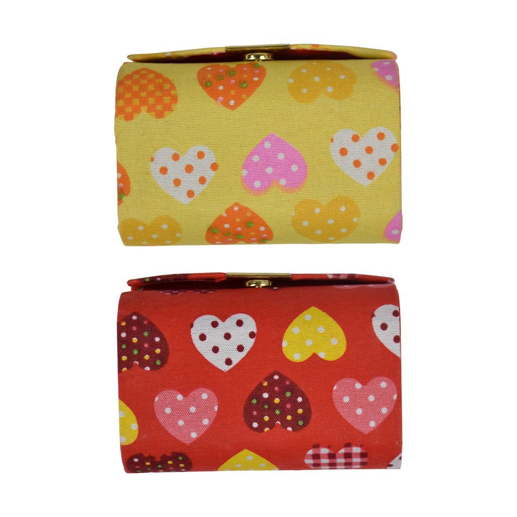 Double Lipstick Case with Hearts Pattern - Set of 2 - Red & Yellow Red Yellow - BeesActive Australia