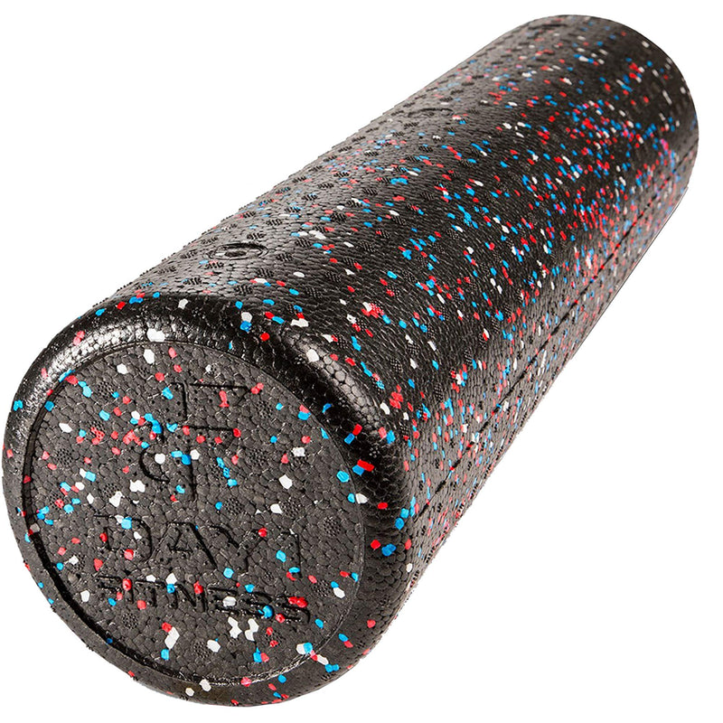 Day 1 Fitness High-Density Round Foam Rollers - 4 Size and 8 Color Options - Massage Rollers for Stretching, Deep Tissue and Myofascial Release Usa Speckled c) 24" - BeesActive Australia
