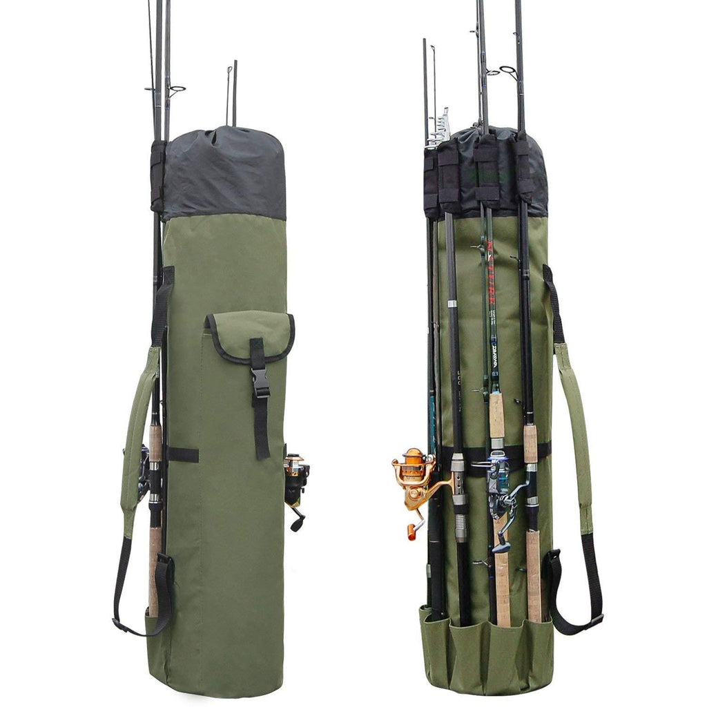 [AUSTRALIA] - Fishing Bag Fishing Rod Reel Case Carrier Holder Fishing Pole Storage Bags Fishing Gear Organizer Travel Carry Case Bag by Shaddock Khaki Green 