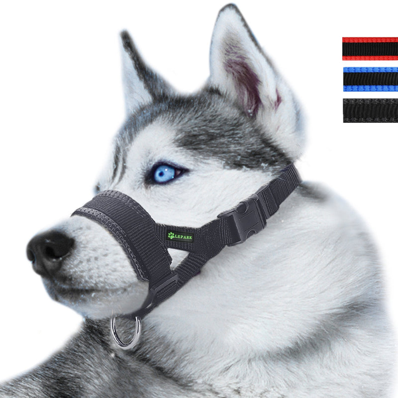 Nylon Dog Muzzle for Small,Medium,Large Dogs Prevent from Biting,Barking and Chewing,Adjustable Loop L Black - BeesActive Australia