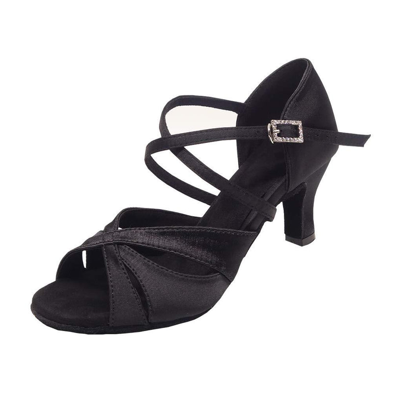 [AUSTRALIA] - Women's Latin Dance Shoes Female's Ballroom Salsa Dance Shoes with 2.5 Inch Heel 8 Black 