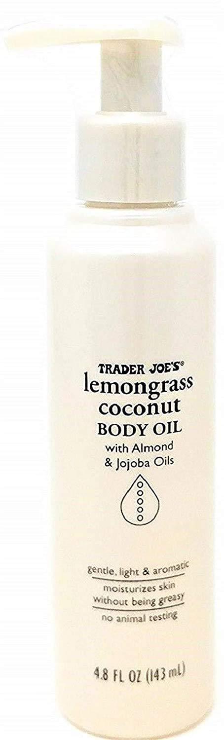Trader Joes Lemongrass Coconut Body Oil with Almond and Jojoba Oils 4.8 FL OZ (143 ml) 4.84 Fl Oz (Pack of 1) - BeesActive Australia