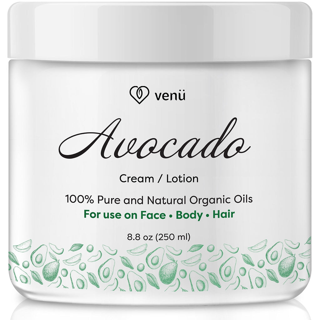 Avocado Oil Cream Lotion – All Natural Essential Oils Cleanser For Skin, Hair and Body - Hydrating and Softening Acne, Blackhead and Eczema Treatment – by Venu - BeesActive Australia