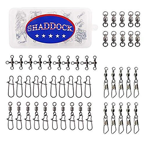 [AUSTRALIA] - Fishing Swivels,Ball Bearing Swivel,Duo Lock Snaps,Barrel Swivel,Rolling Swivel Snap Fish Line Connector Tackle High-Strength Stainless Steel Bass Trout in Saltwater Freshwater 50pcs total 