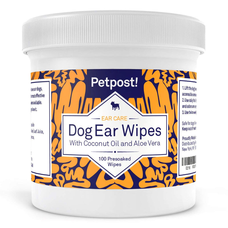 Petpost | Pet Ear Cleaner Wipes for Dogs and Cats - 100 Ultra Soft Cotton Pads in Coconut Oil Solution - Dog & Cat Ear Rinse Cleanser Dog Ear Wipes - BeesActive Australia