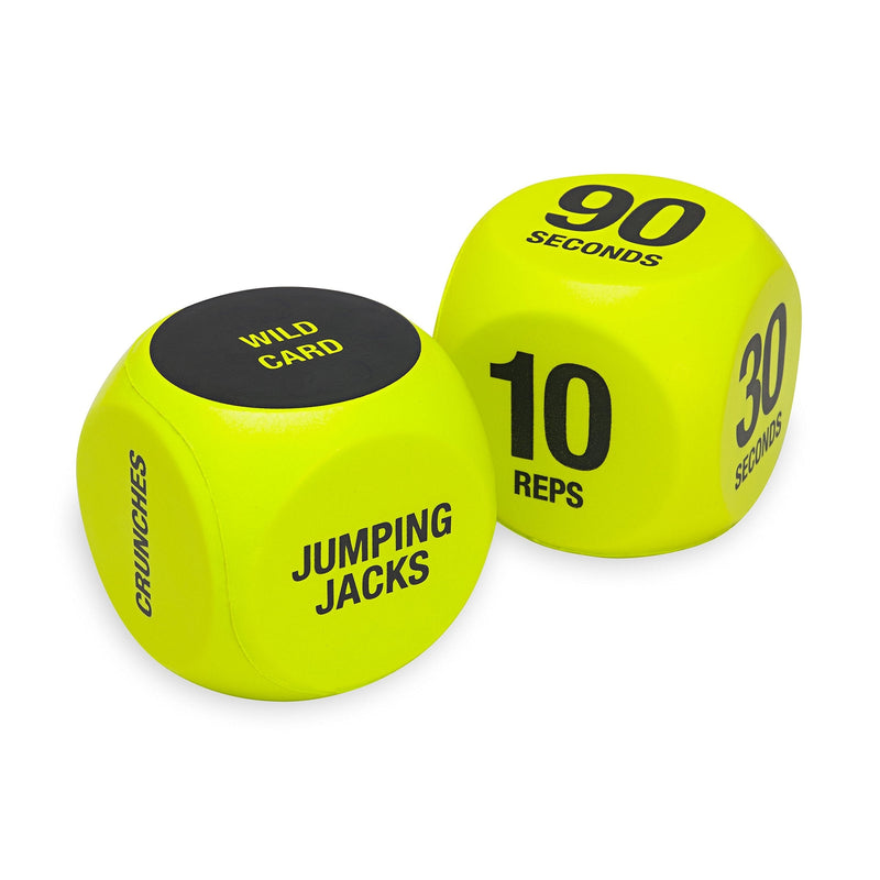 SPRI Exercise Dice (6-Sided) - Game for Group Fitness & Exercise Classes - Includes Push Ups, Squats, Lunges, Jumping Jacks, Crunches & Wildcard (Includes Carrying Bag) - BeesActive Australia
