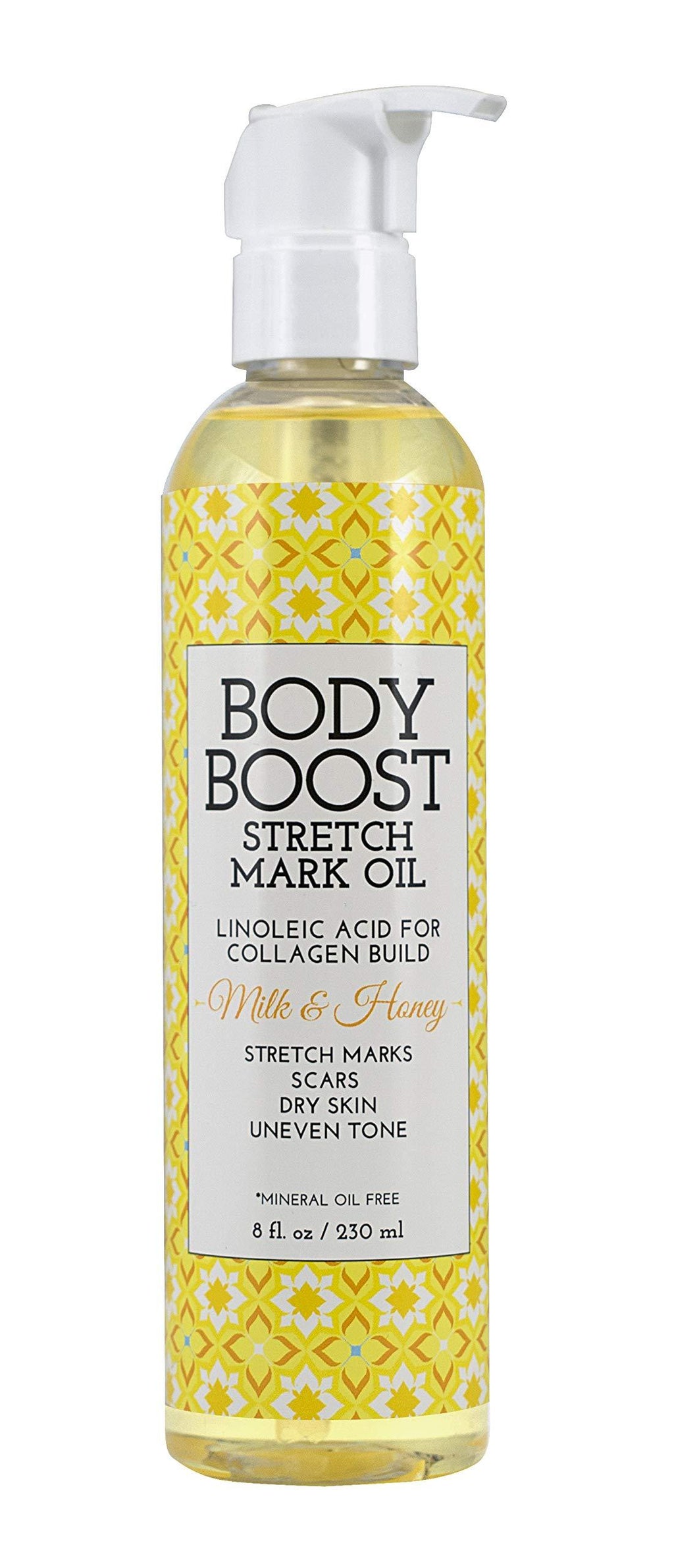 Body Boost Milk & Honey Stretch Mark Oil 8oz- Treat Stretch Marks and Scars- Pregnancy and Nursing Safe - BeesActive Australia