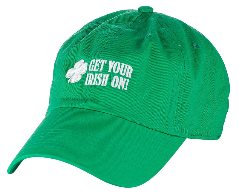 D&Y St. Patrick's Day Embroidered Quote Lucky Clover Low Profile Baseball Cap Get Your Irish On, Green - BeesActive Australia