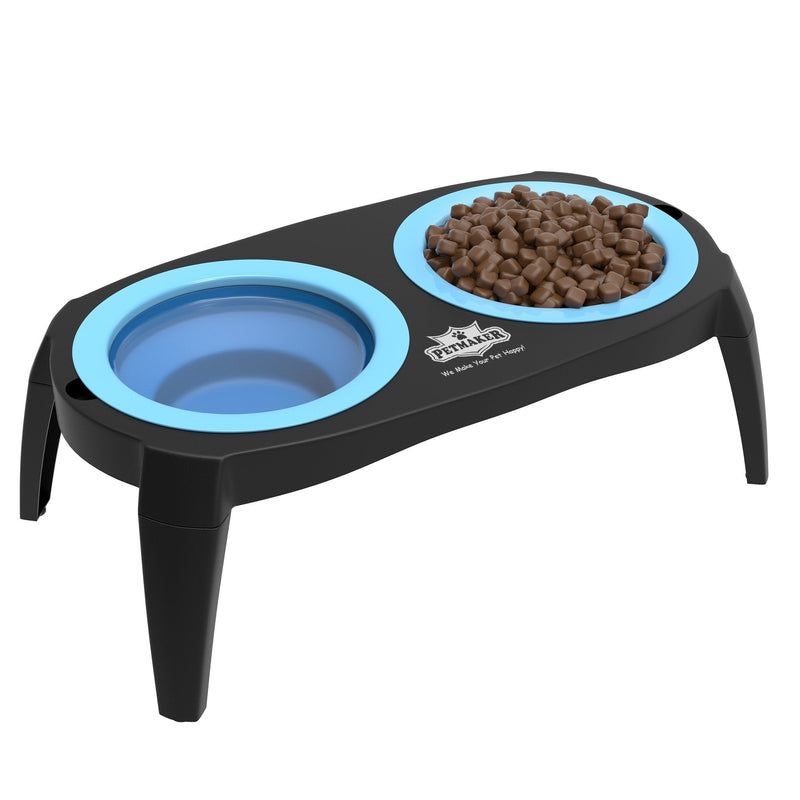Elevated Pet Bowls Collection with Non Slip Stand for Dogs and Cats-Removeable and Collapsible Silicone Feeder for Food and Water- 16 Oz Each by PETMAKER (Pink) Blue - BeesActive Australia