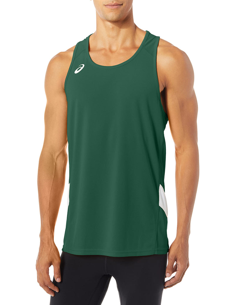 ASICS Men's Team Sweep Singlet Forest/White Medium - BeesActive Australia