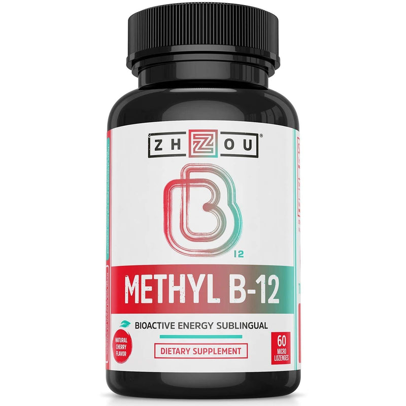 Zhou Nutrition Methyl (Vitamin B12) Lozenges, 5000 mcg for Maximum Absorption and Active Energy, Vegan, Cherry, 60 Count - BeesActive Australia