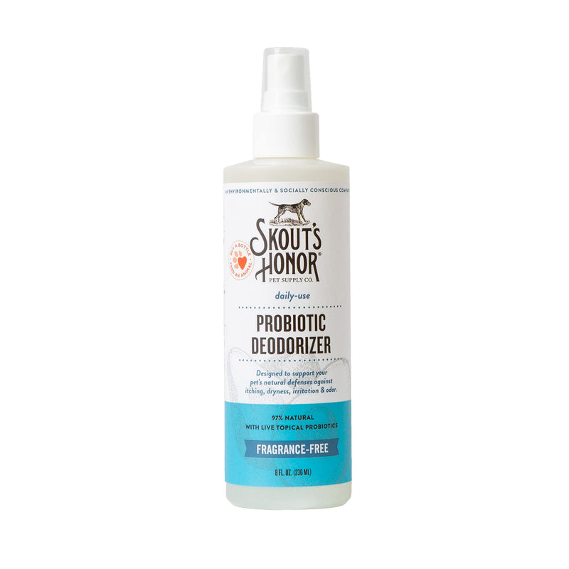 SKOUT'S HONOR: Probiotic Deodorizer - 8 fl. oz. - Hydrates and Deodorizes Fur, Supports Pet’s Natural Defenses, PH-Balanced and Sulfate Free - Avocado Oil - BeesActive Australia