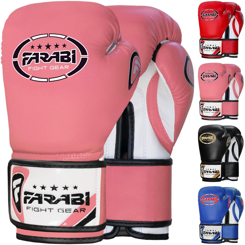 [AUSTRALIA] - Farabi Boxing Gloves 8-oz Kick Boxing MMA Muaythai Training Punching Bag Focus Pads Gloves Pink 8OZ 