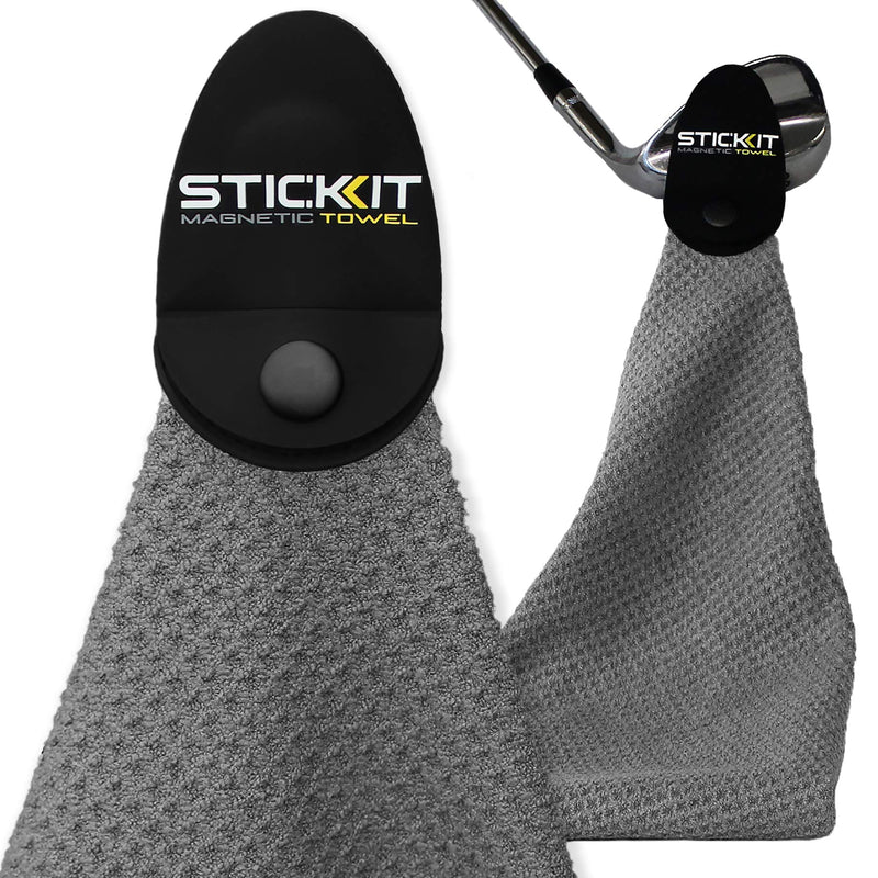 STICKIT Magnetic Towel, Gray | Top-Tier Microfiber Golf Towel with Deep Waffle Pockets | Industrial Strength Magnet for Strong Hold to Golf Carts or Clubs Pack of 1 - BeesActive Australia