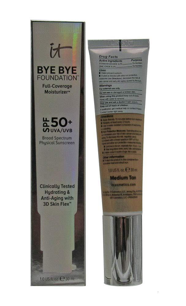 It Cosmetics Bye Bye Foundation Full Coverage Moisturizer Medium Tan SPF 50+. 1 ounce - BeesActive Australia