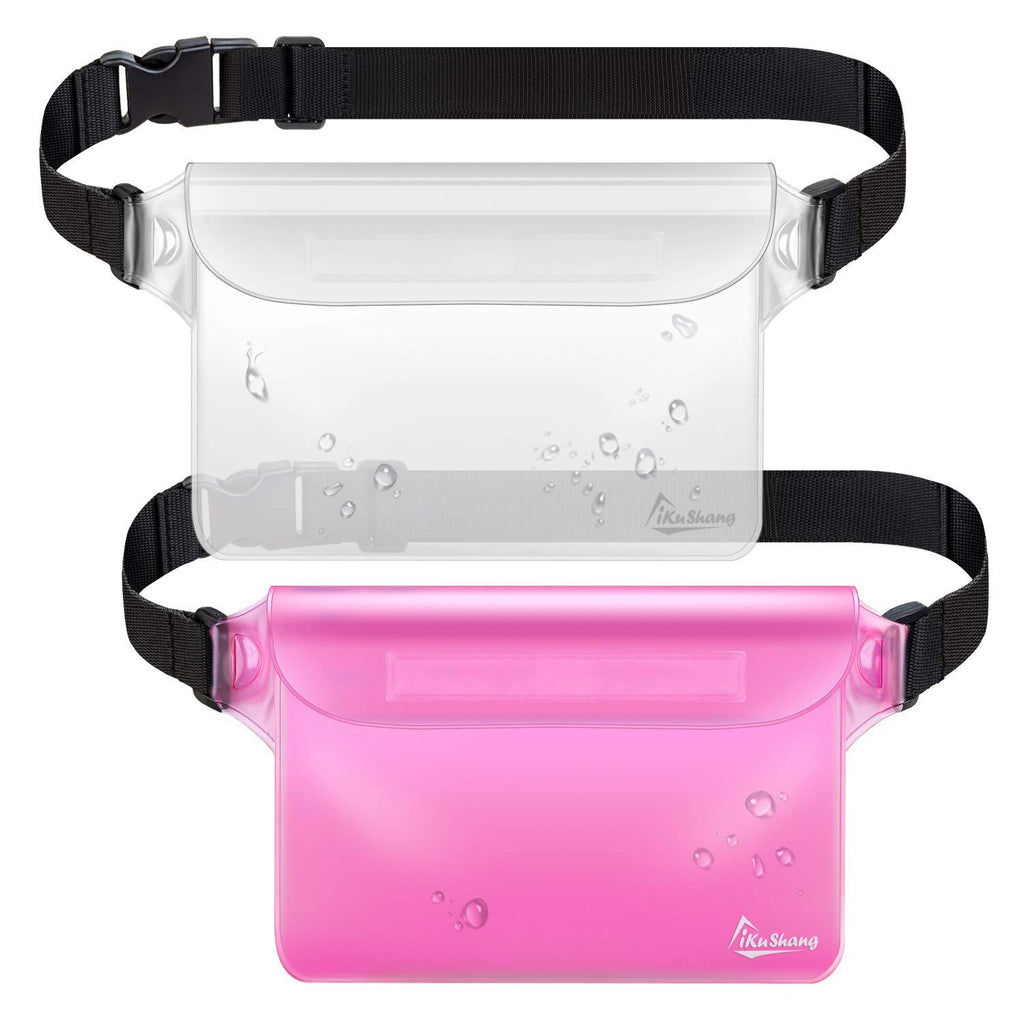 [AUSTRALIA] - iKuShang Waterproof Pouch 2 Pack/3 Pack Waterproof Fanny Pack Waterproof Phone Case Waterproof Wallet Protect Your Valuables Safe & Dry Perfect for Boating Swimming Beach Pool Water Parks Pink+Transparent 