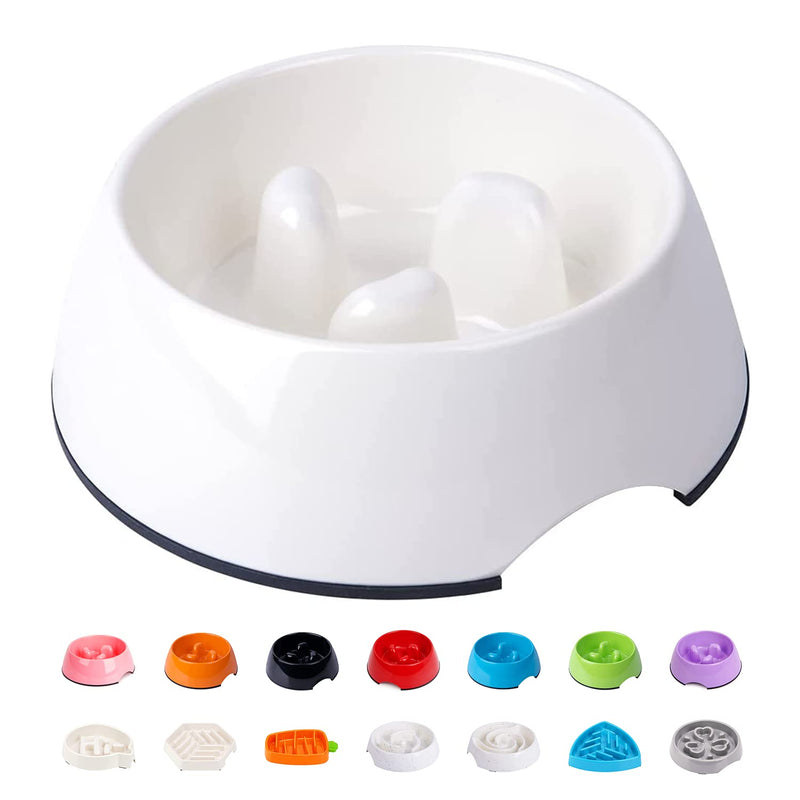 SUPERDESIGN Slow Feeder Dog Bowl Cat Bowl - Slow Eating Habit Maker Dog Cat Food Bowl Anti-Gulping Puppy Slow Feeder Bowl for Dry Wet Raw Food Non-Slip Slow Feeder for Small Medium Large Super Design Round-Gream White 1 Cup - BeesActive Australia