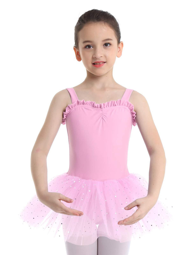 [AUSTRALIA] - iiniim Kids Girls Shimmering Ballet Dance Tutu Dress Shoulder Straps Gymnastic Leotard Fairy Dress up Costumes Pink 3 / 4 