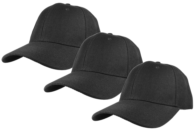 Gelante Plain Baseball Cap Adjustable Back Strap 3 PC Black - BeesActive Australia