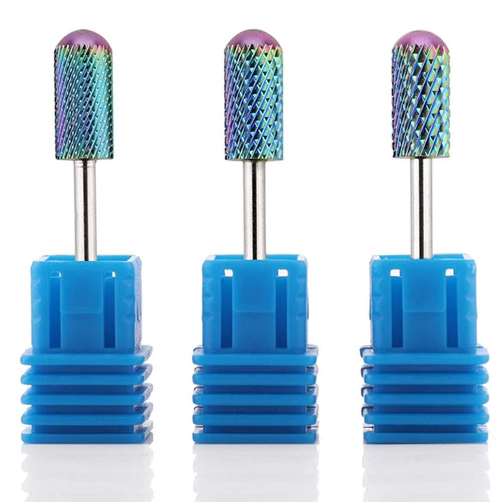 Makartt Tungsten Carbide Nail Drill Bits Set Safety Bits 3Pcs 3/32" Remove Gel Polish Dip Powder Nail Gel Drill Bit Professional Bits Tools Nail File Drill Bit Manicure Pedicure Color B-26 Blue - BeesActive Australia