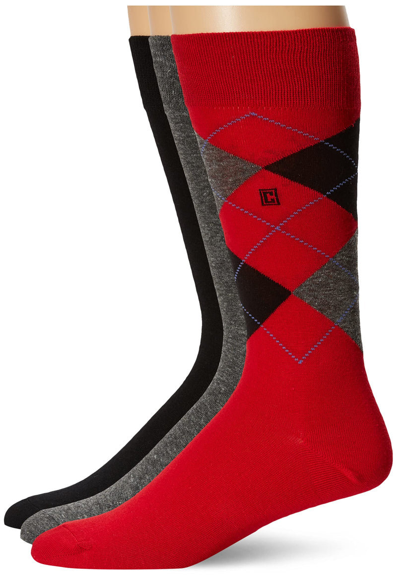 Chaps Men's Assorted Soft Dress Crew Socks With Argyle Fashion Patterns (3 Pack) 6-12 Red - BeesActive Australia