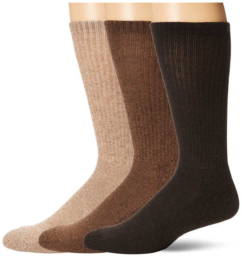 Chaps Men's Assorted Solid Mock Rib Casual Crew Socks (3 Pack) 6-12 Khaki - BeesActive Australia