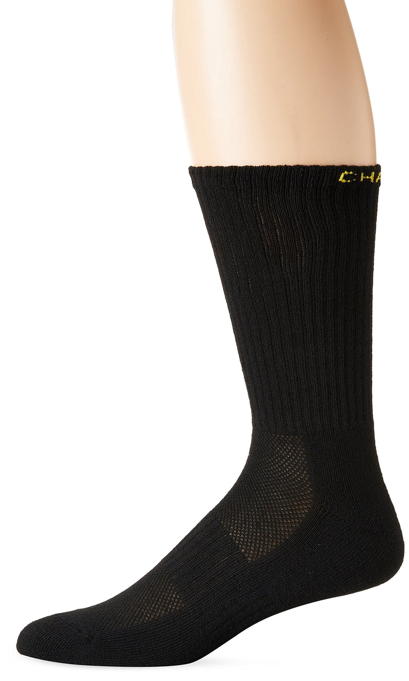 Chaps Men's Solid Casual Crew Socks with Logo (6 Pack) Black 6-12 - BeesActive Australia