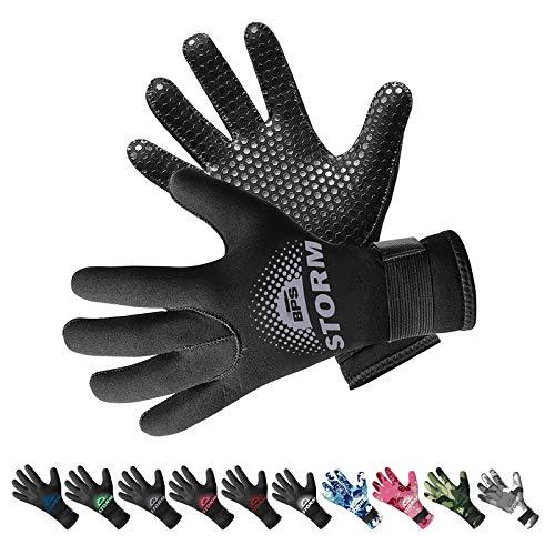 BPS Water Gloves, 3mm & 5mm Neoprene Five Finger Wetsuit Gloves for Diving, Snorkeling, Kayaking, Surfing, Winter, Canoeing, Kayaking and Other Water Sports, 6 01 - Black / Lilac Grey (3mm) X-Small - BeesActive Australia