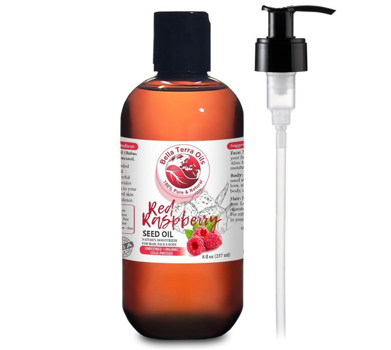 NEW Red Raspberry Seed Carrier Oil. 8oz. Cold-pressed. Unrefined. Organic. 100% Pure. Non-comedogenic. Hexane-free. Repairs Damaged Dry Skin. Natural Moisturizer. For Skin, Hair, Nails, Stretch Marks. - BeesActive Australia
