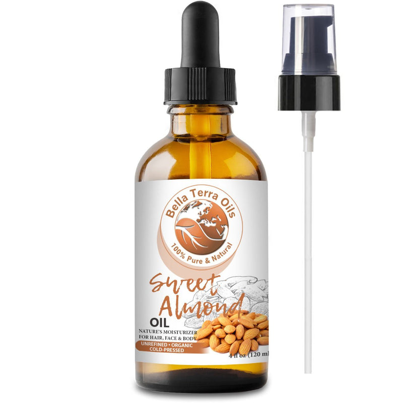 NEW Sweet Almond Oil. 4oz. Cold-pressed. Unrefined. Organic. 100% Pure. Pasteurized. Hexane-free. Fights Wrinkles. Softens Hair. Natural Moisturizer. For Hair, Face, Body, Nails, Beard, Stretch Marks. - BeesActive Australia