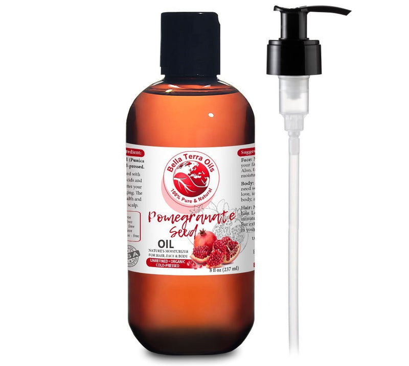 NEW Pomegranate Seed Oil. 8oz. Cold-pressed. Unrefined. Organic. 100% Pure. Rich in Antioxidants. Hexane-free. Rejuvenates Skin. Softens Hair. Natural Moisturizer. For Hair, Skin, Stretch Marks. - BeesActive Australia