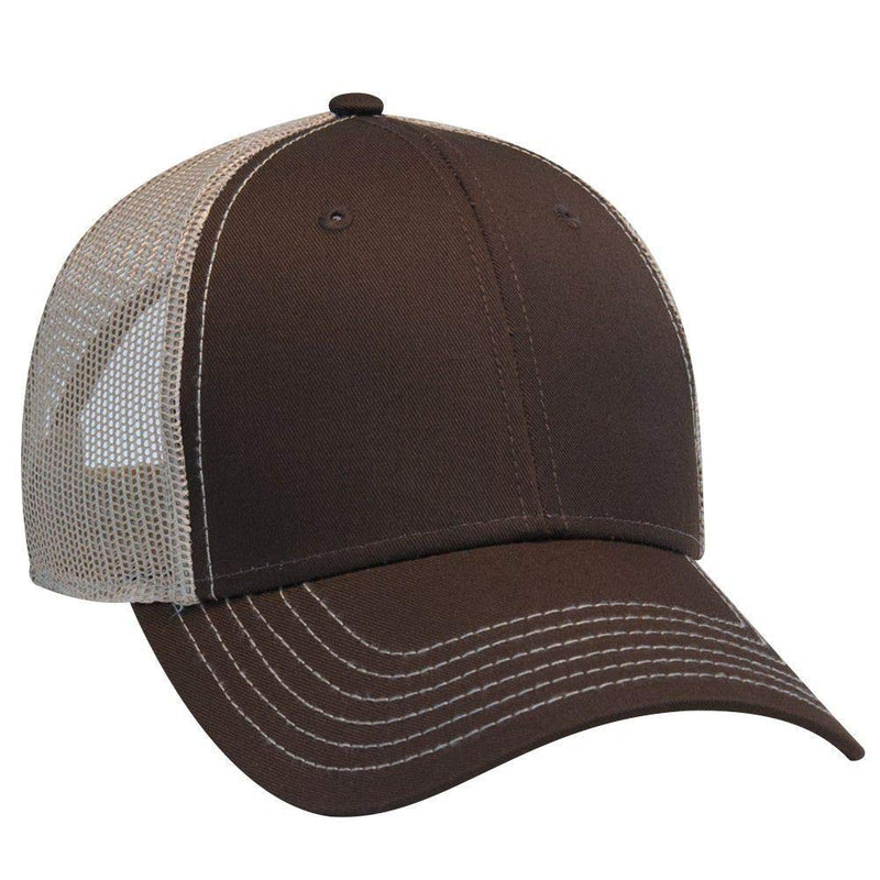 OTTO 6 Panel Low Profile Contrast Vertical Mesh Back Cap One Size Dk.brn/Dk.brn/Kha - BeesActive Australia