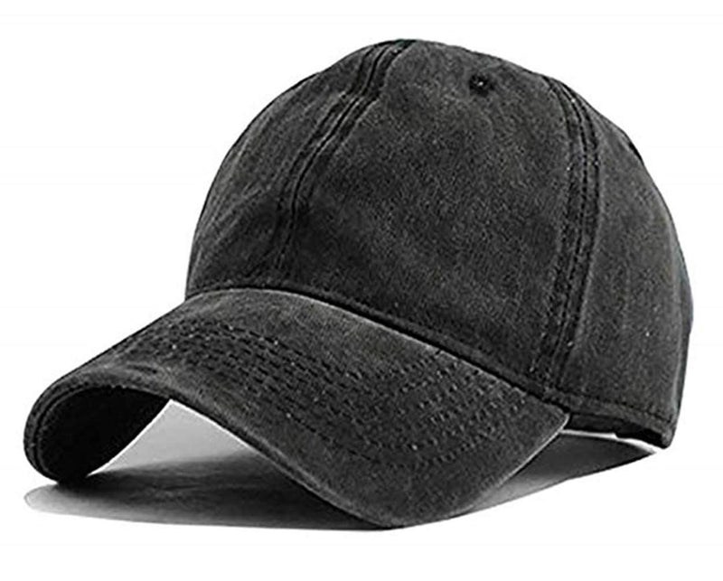 Unisex Vintage Washed Distressed Baseball-Cap Twill Adjustable Dad-Hat… A01-black - BeesActive Australia