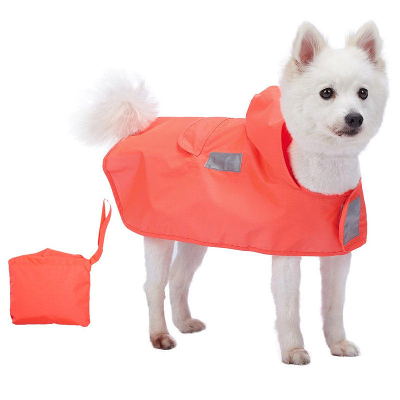 Blueberry Pet 7 Patterns Lightweight Packable Reflective Dog Raincoat or Poncho 10 inch (Pack of 1) Bright Orange - BeesActive Australia
