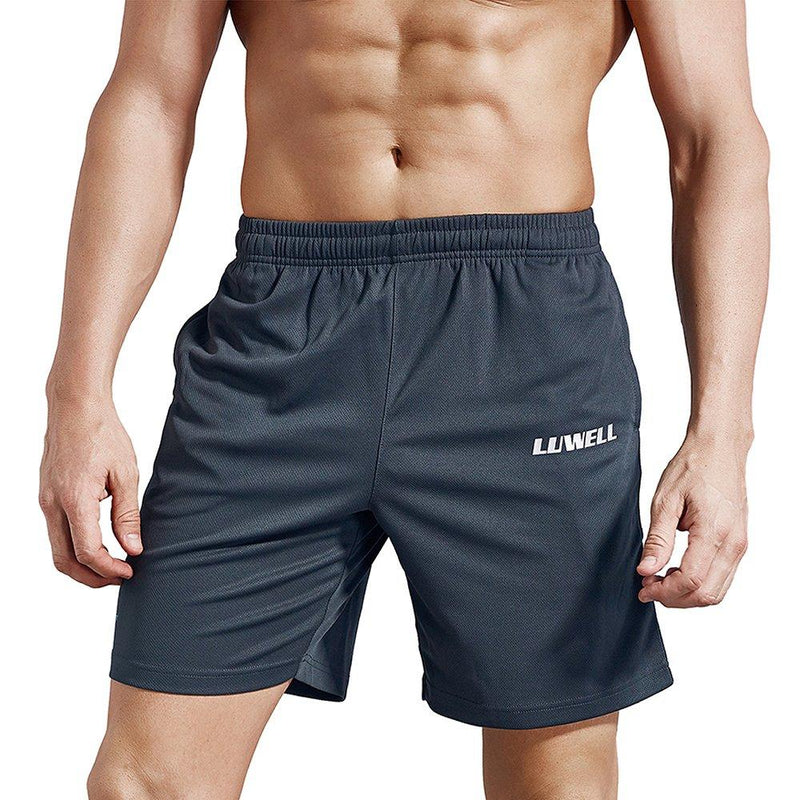 [AUSTRALIA] - LUWELL PRO Men's 7" Running Shorts with Pockets Quick Dry Breathable Active Gym Shorts for Workout,Training,Jogging Medium Gray 