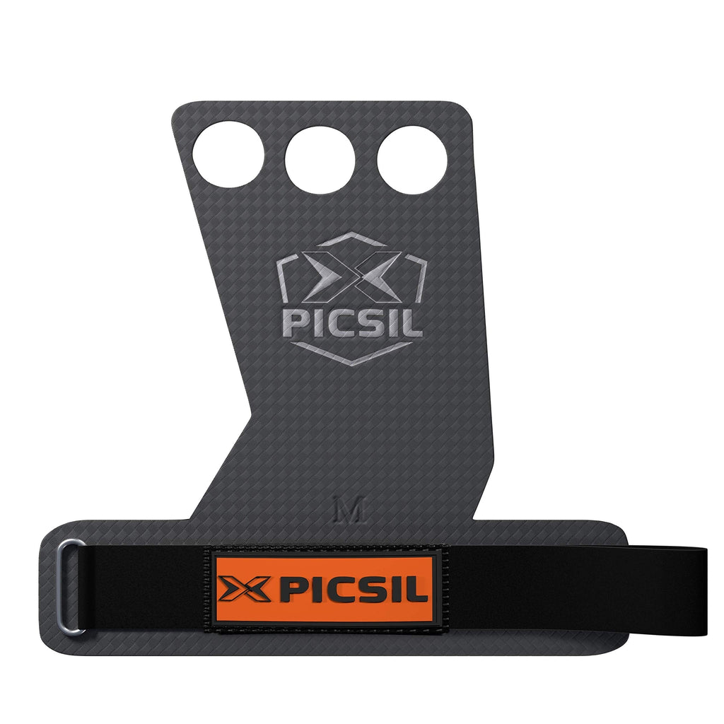 PICSIL Carbon Grips, Hand Grips for Weightlifting, Muscleups, Pull Ups, Gymnastics, Prevent Blisters and Rips, for Men and Women 3H ORANGE Medium - BeesActive Australia