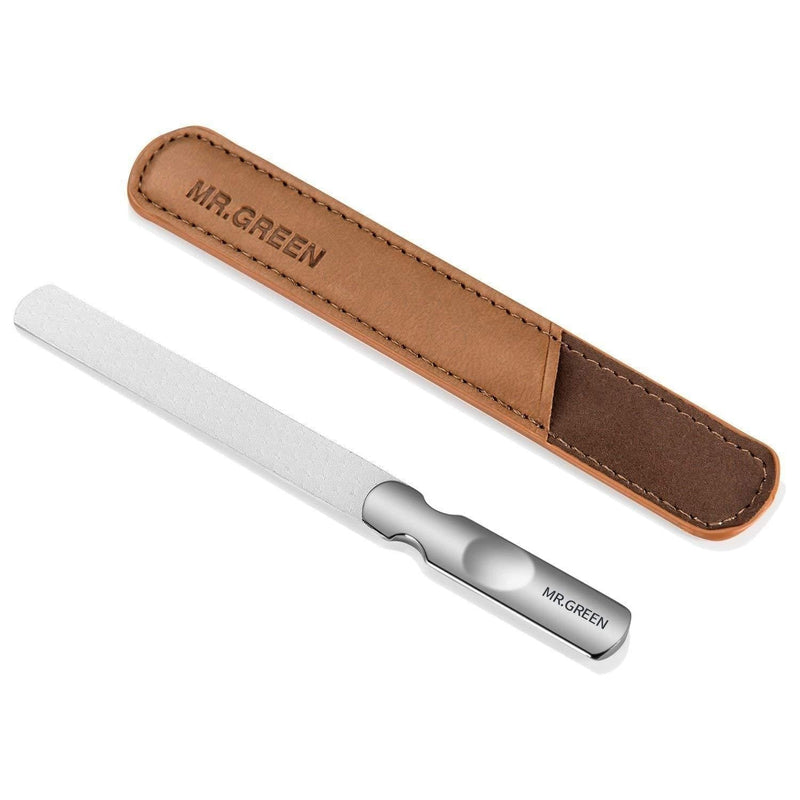 Stainless Steel Nail File with Anti-Slip Handle and Leather Case, Double Sided and Files Nails Easily for Men and Woman - BeesActive Australia