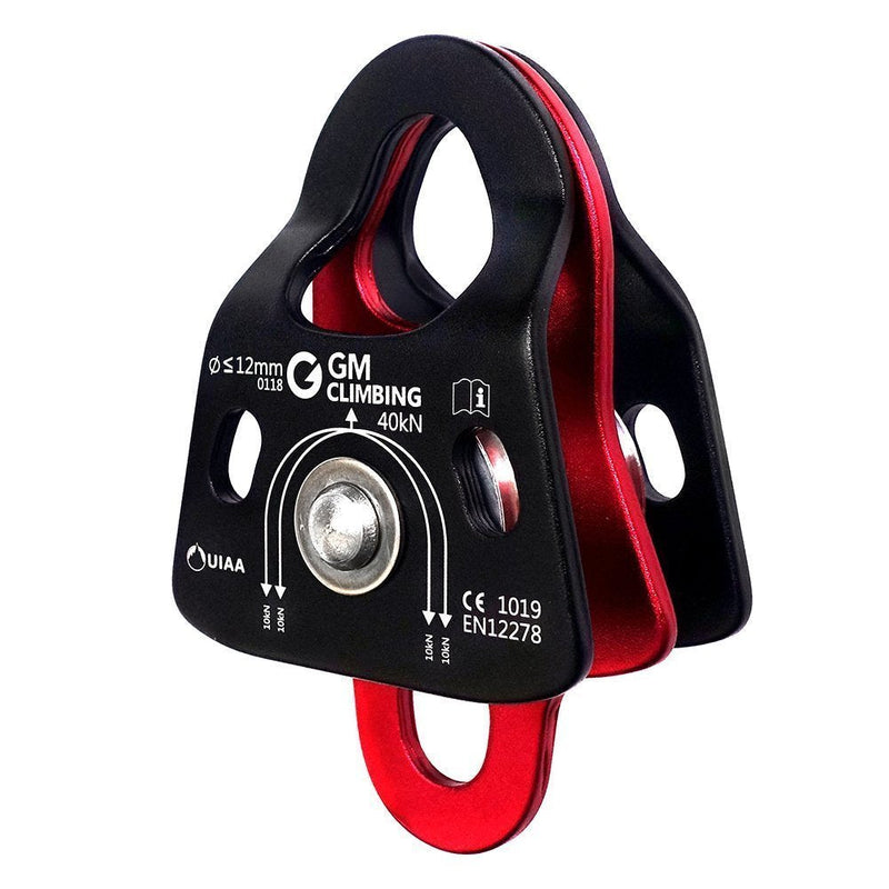 GM CLIMBING 40kN Micro Double Pulley Prusik Minding Ball Bearing UIAA CE for Progress Capture System Rigging Hauling Rescue Arborist Tree Climbing Single unit - BeesActive Australia