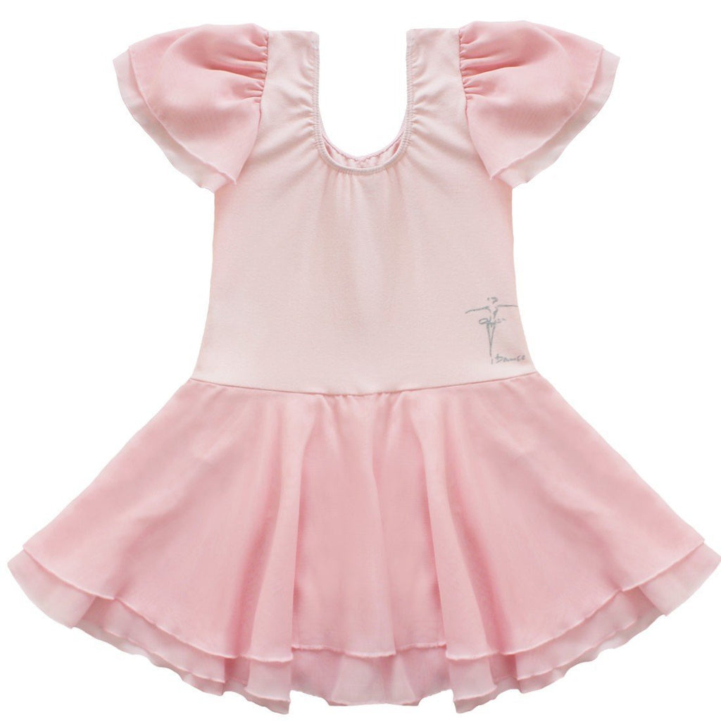 [AUSTRALIA] - MSemis Girls' Kids Flutter Short Sleeve Skirted Ballet Leotard Gymnastics Dance Tutu Dress 2-3 Pink 