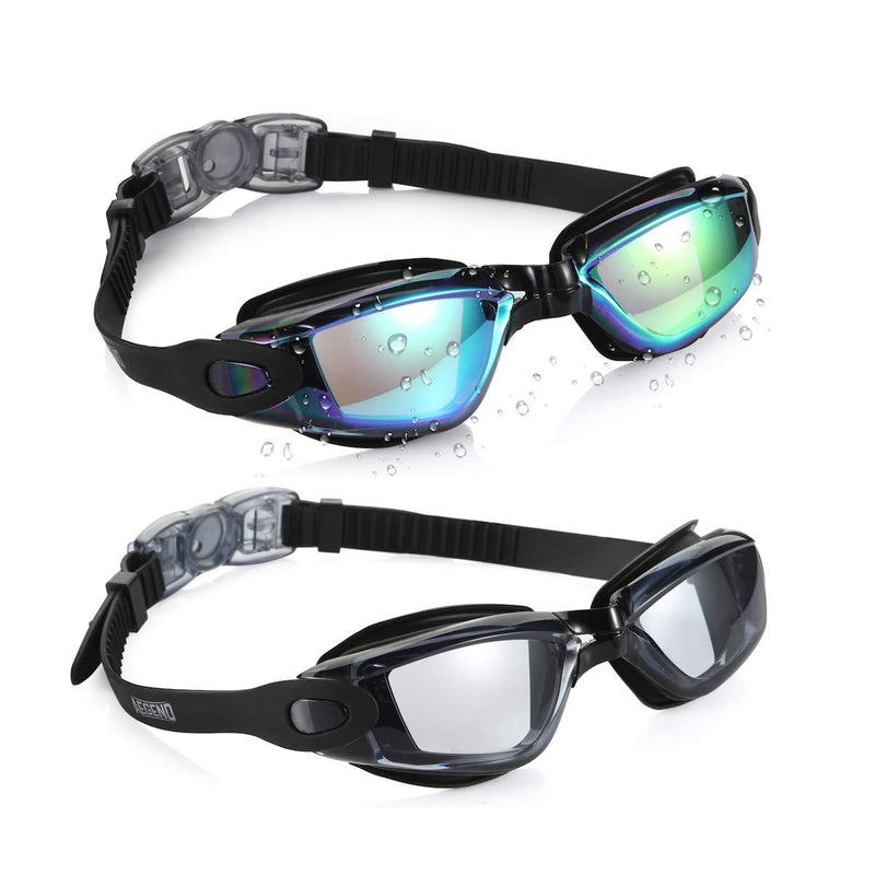 Aegend Swim Goggles, 2 Pack Swimming Goggles No Leaking Anti Fog Adult Men Women Aqua & Clear Black - BeesActive Australia