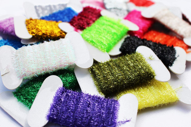 Tigofly 24 Cards 10m/Card Fly Fishing Tinsel Chenille Crystal Flash Line Nymph Streamers Lure Making Fly Tying Materials - BeesActive Australia