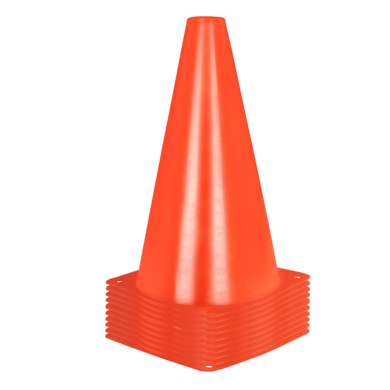 Alyoen 9 inch Traffic Cones, Plastic Sport Training Cones, Soccer Basketball Agility Practice Drills Field Marker Cones Obstacle Course for Kids Outdoor Activity & Festive Events (Sets of 10/15/ 20) Orange-10 Pack - BeesActive Australia