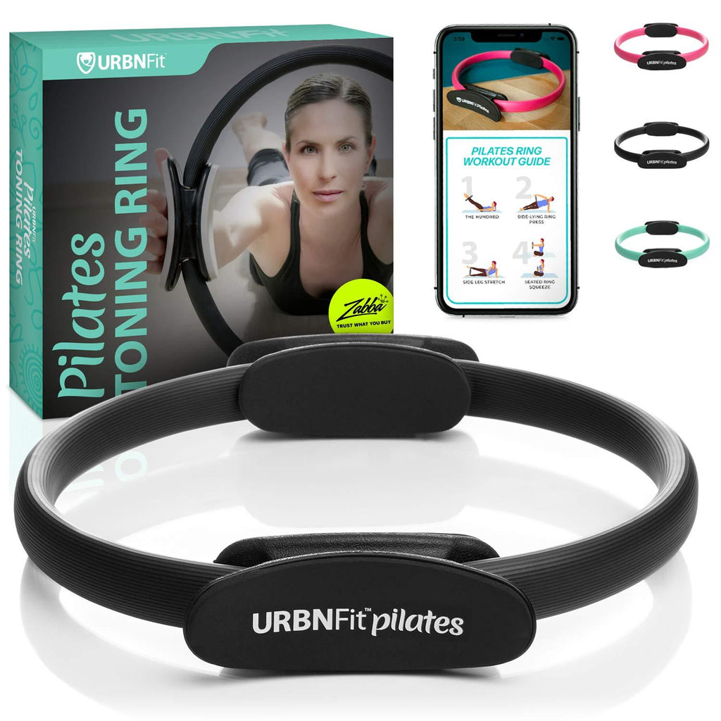 URBNFit Pilates Ring Fitness Circle - Weight Loss Body Toning Magic Circle and Resistance Exercise Fitness Ring Free Workout Guide Included Black 12 Inch - BeesActive Australia