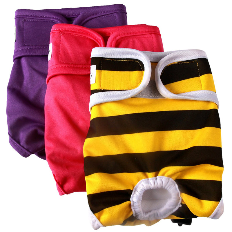 vecomfy Washable Dog Diapers Female for Small Dogs(3 Pack),Premium Reusable Leakproof Puppy Nappies XS Purple+Black+Strip - BeesActive Australia