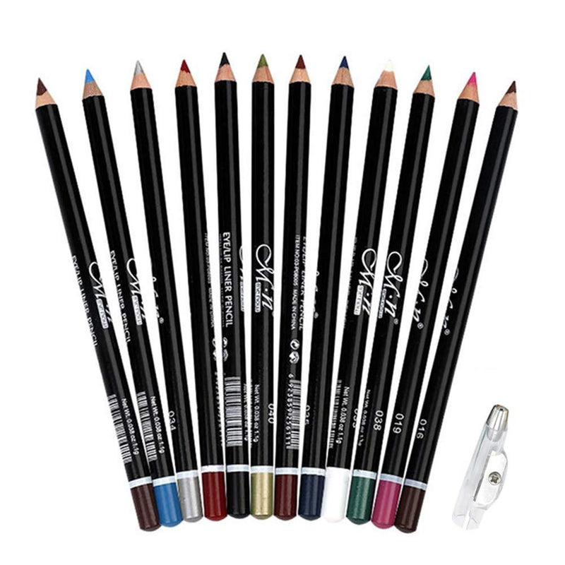 DC-BEAUTIFUL 12Pcs Lot Set 12 Colors Eyeliner Pencil Waterproof Eyebrow Pencil Cosmetics with a Pencil Sharpener - BeesActive Australia