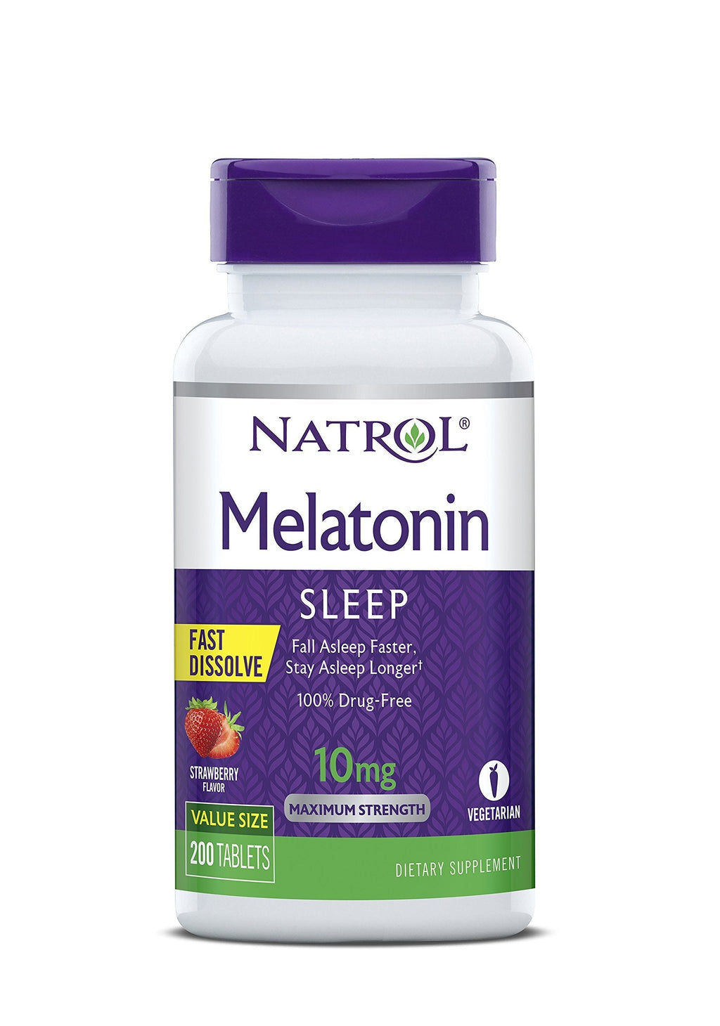 Natrol Melatonin Fast Dissolve Tablets, Help You Fall Asleep Faster, Stay Asleep Longer, Easy to Take, Dissolve in Mouth, Strengthen Immune System, Maximum Strength, Strawberry Flavor, 10mg, 200 Count 200 Count (Pack of 1) - BeesActive Australia